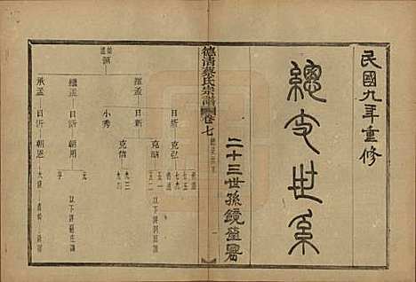 浙江[蔡姓] 德清蔡氏宗谱十二卷 — 民国九年（1920）_七.pdf