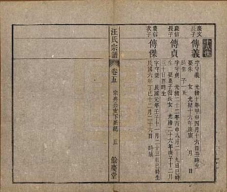 安徽[汪姓] 高林汪氏宗谱十八卷首一卷末二卷 — 民国七年（1918）_五.pdf