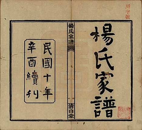 湖南[杨姓] 杨氏家谱 — 民国10年[1921]_一.pdf