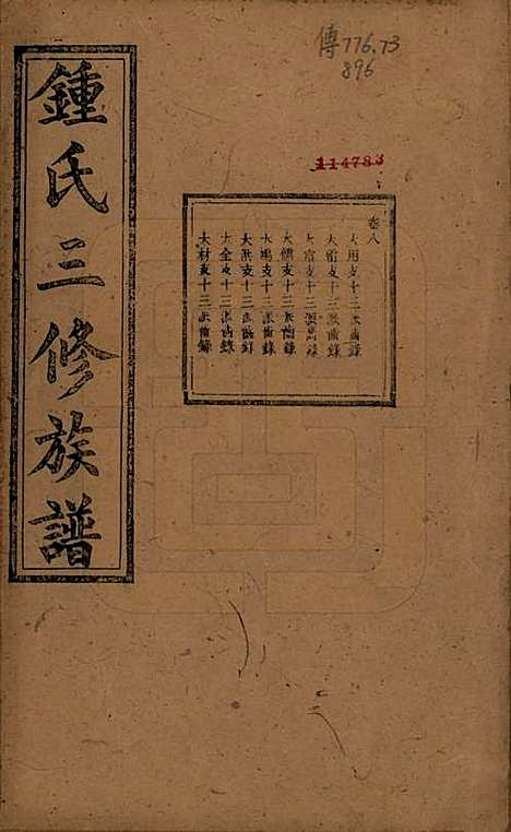 中国[锺姓] 锺氏三修族谱三十二卷 — 清光绪二十八年（1902）_八.pdf