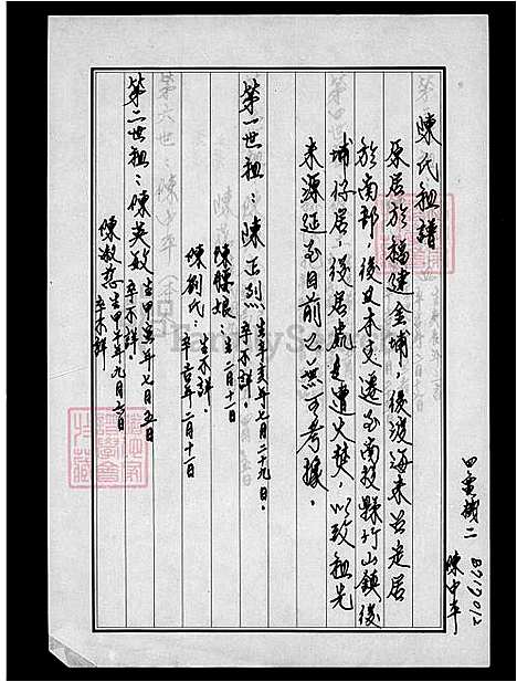 [陈] 陈氏家谱 (台湾) 陈氏祖谱.pdf