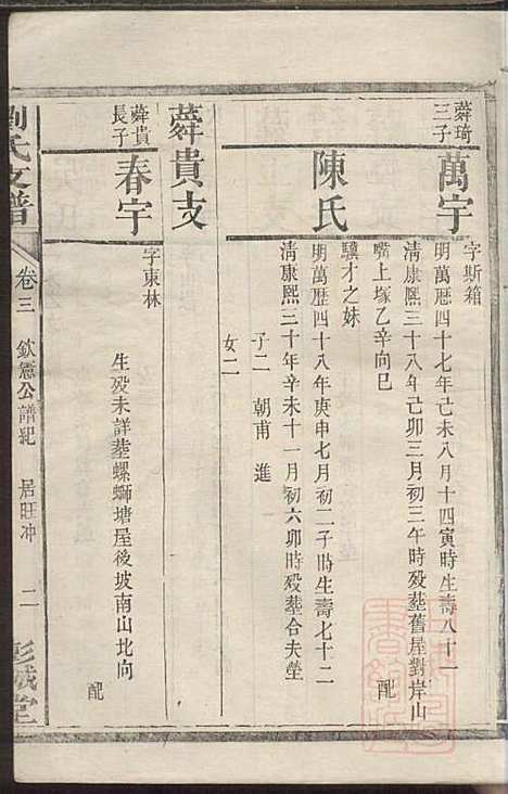 刘氏支谱_刘品清_4册_彭城堂_清道光九年(1829_刘氏支谱_三