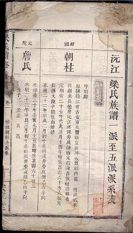 梁氏续修族谱_梁代吉_6册_桂园堂_清同治13年(1874_梁氏续修家谱_二