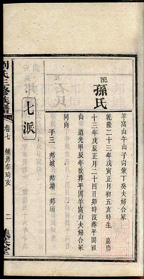 刘氏三修族谱_刘大柊_8册_集英堂_清同治9年(1870_刘氏三修家谱_六