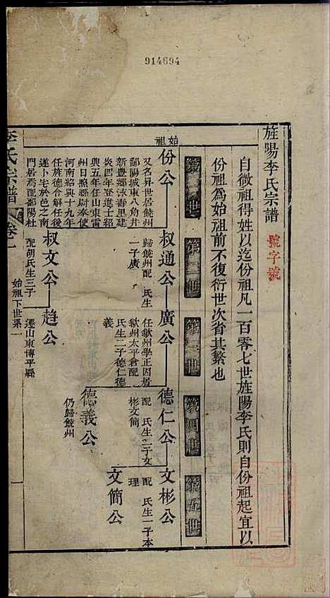 李氏宗谱_李世兆_12册_旌德_清乾隆49年(1784_李氏家谱_二