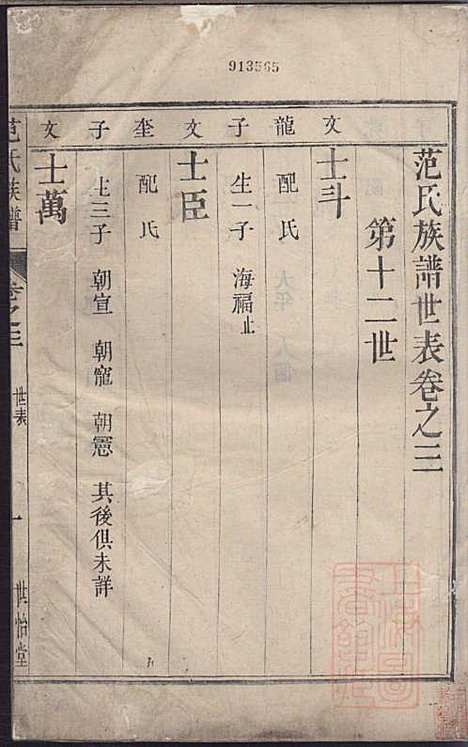 范氏族谱_范行可_4册_世怡堂_清嘉庆4年(1799_范氏家谱_三