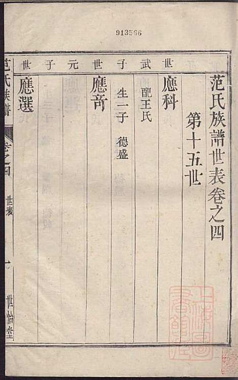 范氏族谱_范行可_4册_世怡堂_清嘉庆4年(1799_范氏家谱_四