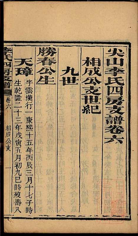 尖山李氏四房支谱_李章祁_14册_清嘉庆八年(1803_尖山李氏四房支谱_四