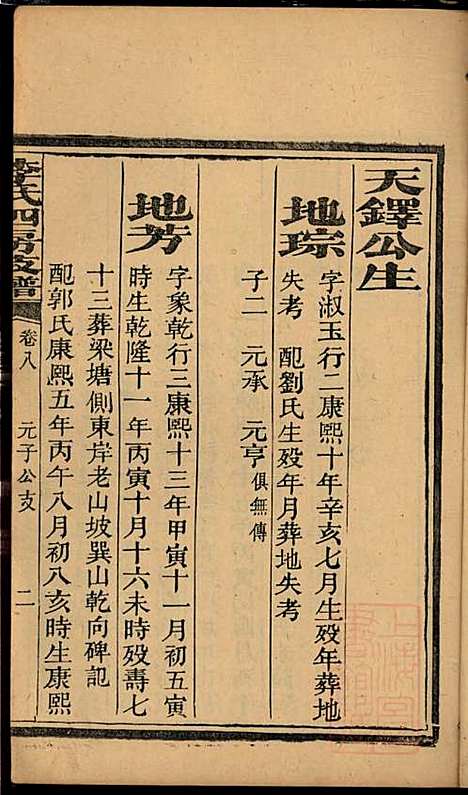 尖山李氏四房支谱_李章祁_14册_清嘉庆八年(1803_尖山李氏四房支谱_六