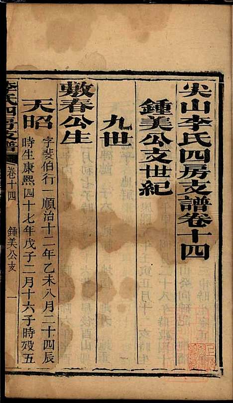 尖山李氏四房支谱_李章祁_14册_清嘉庆八年(1803_尖山李氏四房支谱_十一