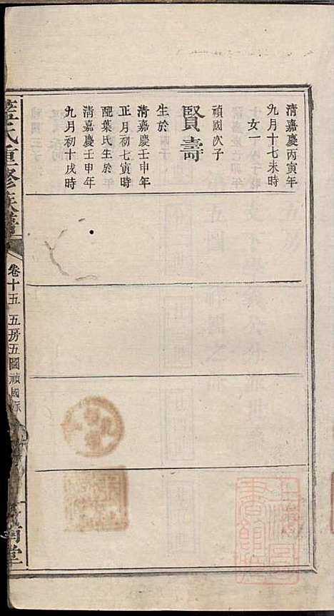 蓝氏重修族谱_蓝长馨_16册_汝南堂_清道光2年(1822_蓝氏重修家谱_十五