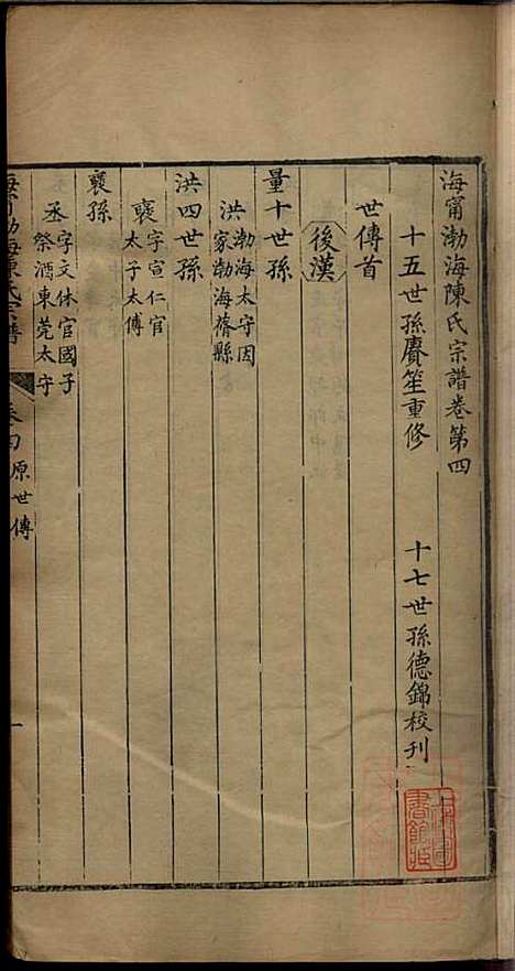 海宁渤海陈氏宗谱_陈赓笙_17册_海宁陈氏_清光绪17年(1891_海宁渤海陈氏家谱_二