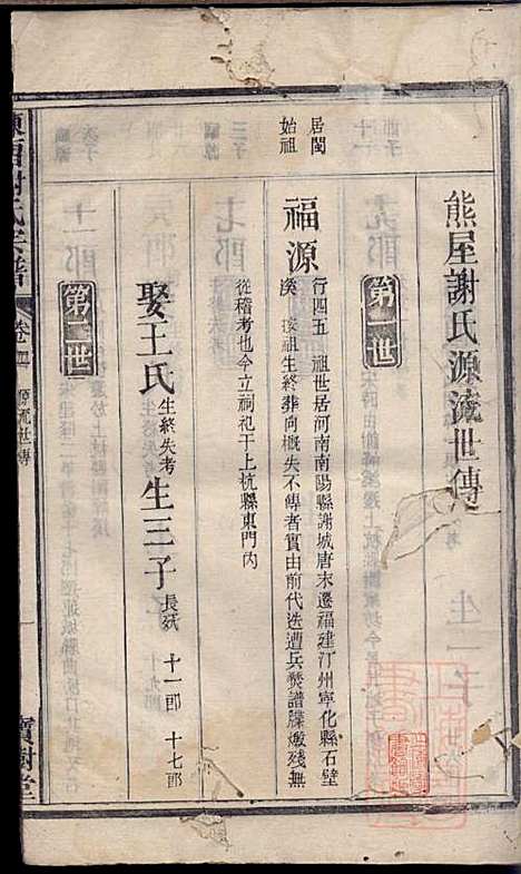 陈留谢氏宗谱_谢敬隆_7册_宝树堂_清道光27年(1847_陈留谢氏家谱_四