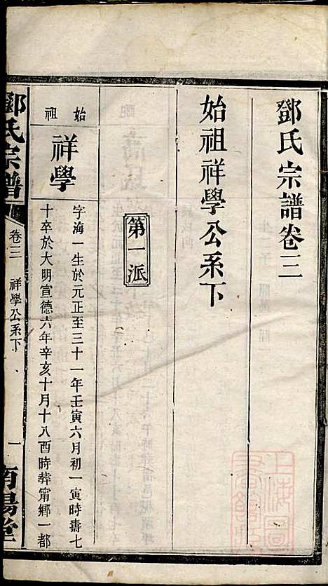 邓氏宗谱_邓述村_6册_南阳堂_清同治10年(1871_邓氏家谱_三