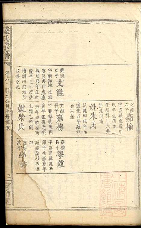 陆氏宗谱_陆彝典、陆楚华_6册_以文堂_清同治4年(1865_陆氏家谱_六