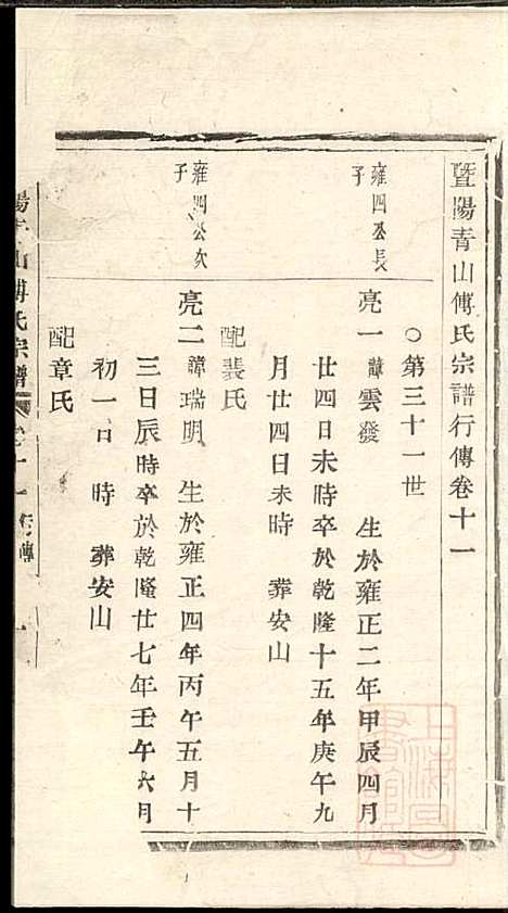 暨阳青山傅氏宗谱_9册_暨阳傅氏_清同治10年(1871_暨阳青山傅氏家谱_六