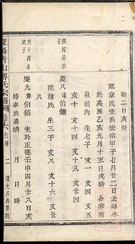 暨阳青山傅氏宗谱_8册_暨阳傅氏_清道光18年(1838_暨阳青山傅氏家谱_五