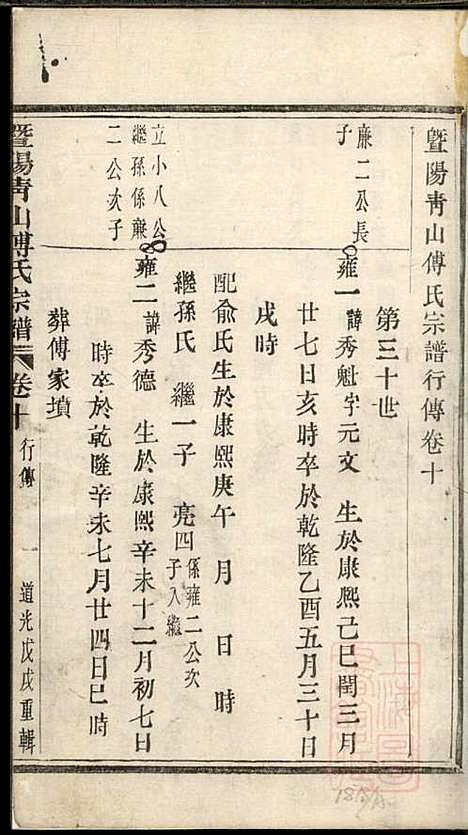 暨阳青山傅氏宗谱_8册_暨阳傅氏_清道光18年(1838_暨阳青山傅氏家谱_六