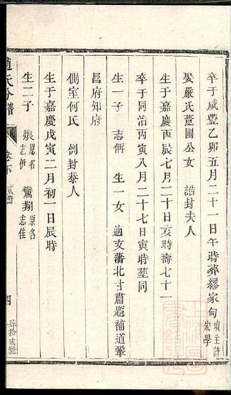 洪溪赵氏庆三公支下分谱_赵增复_4册_镇江赵氏_清同治12年(1873_洪溪赵氏庆三公支下分谱_四