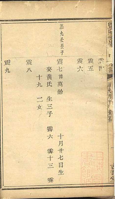 暨阳次峰俞氏宗谱_俞鸿裳_73册_古邗堂_清道光16年(1836_暨阳次峰俞氏家谱_九