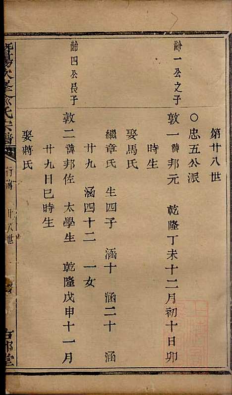 暨阳次峰俞氏宗谱_俞鸿裳_73册_古邗堂_清道光16年(1836_暨阳次峰俞氏家谱_三四