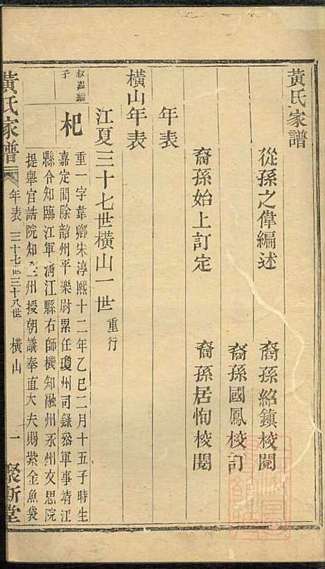 黄氏家谱_黄肇基_28册_聚斯堂_清同治12年(1873_黄氏家谱_十