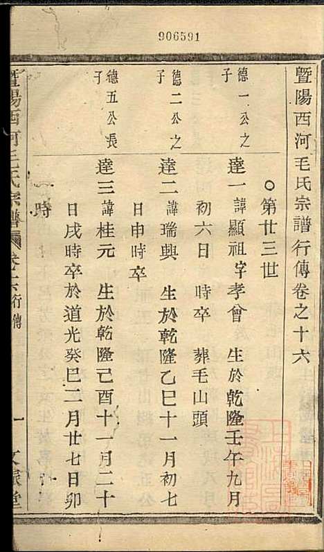 暨阳西河毛氏宗谱_毛凤翰_16册_文振堂_清同治7年(1868_暨阳西河毛氏家谱_十六