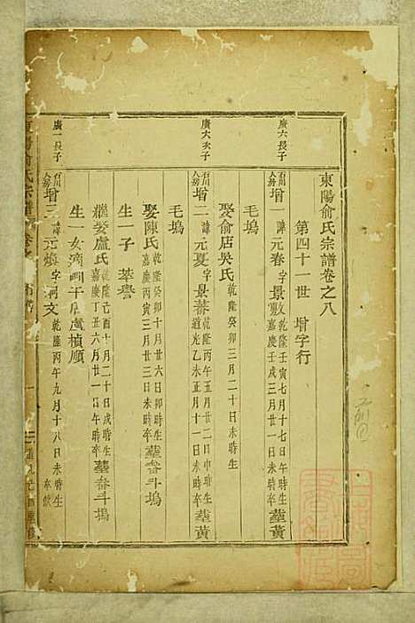 东阳俞氏宗谱_俞嘉徵_10册_东阳俞氏_清道光29年(1849_东阳俞氏家谱_八