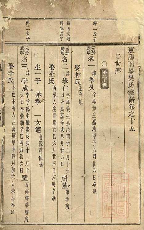 东阳南岑吴氏宗谱_7册_东阳吴氏_清道光5年(1825_东阳南岑吴氏家谱_四