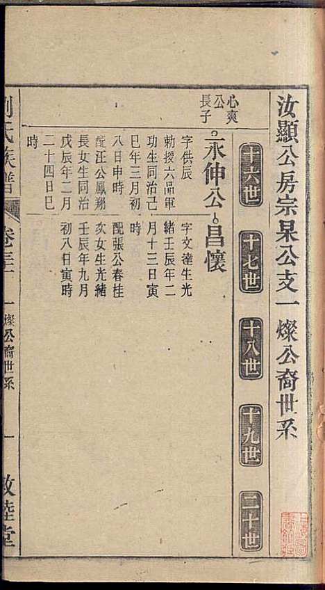 刘氏族谱_刘梓培_13册_敦睦堂_民国3年(1914_刘氏家谱_十九