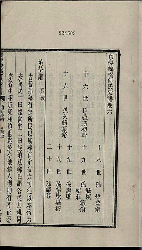 南海烟桥何氏家谱_何毓桢_7册_南海何氏_民国13年(1924_南海烟桥何氏家谱_六