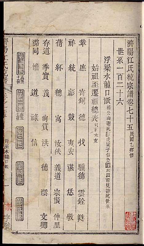 济阳江氏统宗谱_江巨鏊_6册_民国七年(1918_济阳江氏统家谱_五