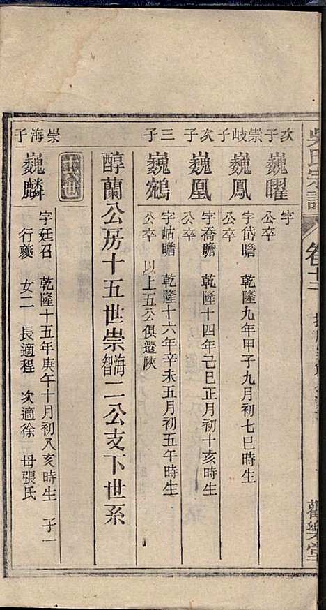 怀邑吴氏宗谱_吴桢_32册_观乐堂_民国10年(1921_怀邑吴氏家谱_十二