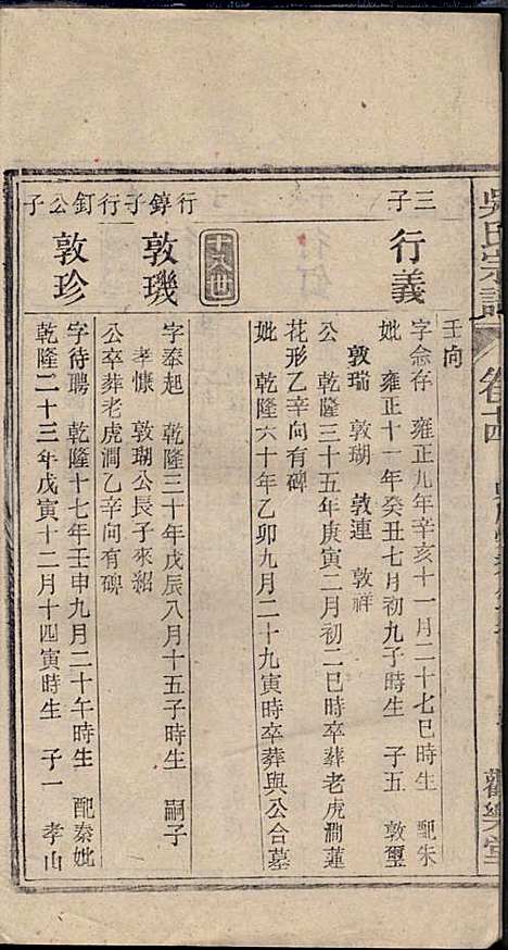 怀邑吴氏宗谱_吴桢_32册_观乐堂_民国10年(1921_怀邑吴氏家谱_十四