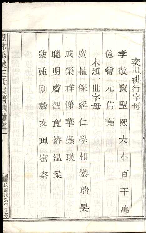 凤林松溪王氏宗谱_王庆善_6册_民国17年(1928_凤林松溪王氏家谱_一