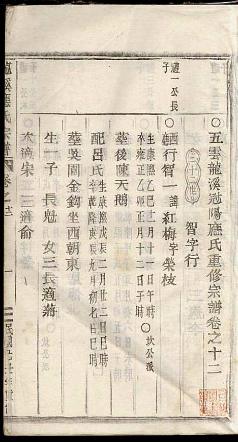 五云龙溪冠阳应氏重修宗谱_应昇_20册_1949年_五云龙溪冠阳应氏重修家谱_十二