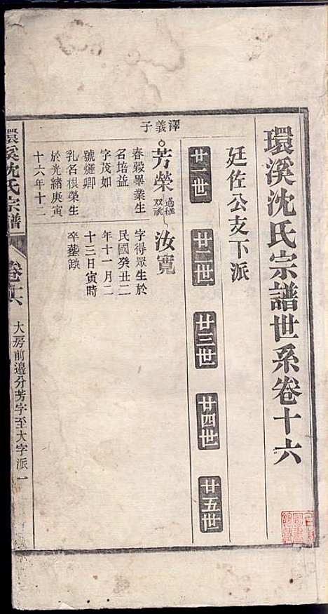 环溪沈氏宗谱_沈葆祺_18册_民国十五年(1926_环溪沈氏家谱_十七