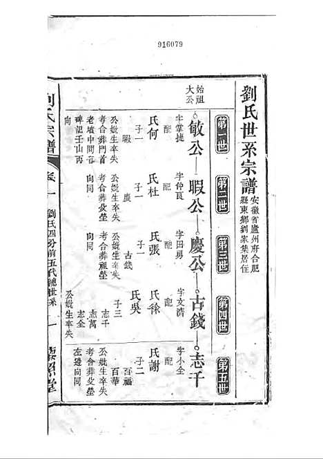 刘氏宗谱[清]刘思渠等_木活字本 20册_时同堂_清光绪33年(1907_刘氏家谱_二