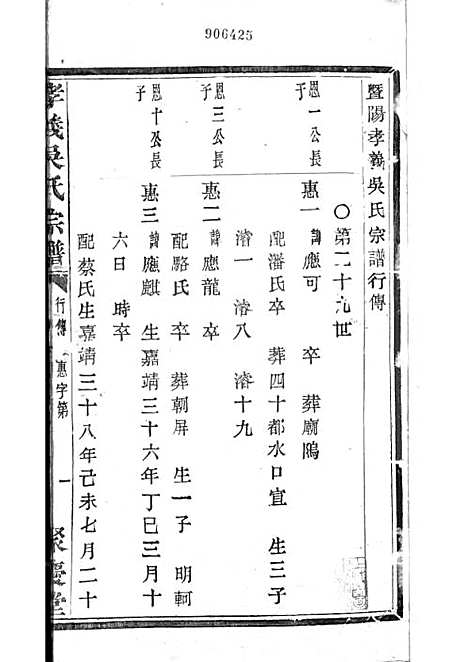 暨阳孝义流子里吴氏宗谱[清]江澜等_木活字本 51册_聚庆堂_清光绪14年(1888_暨阳孝义流子里吴氏家谱_二五