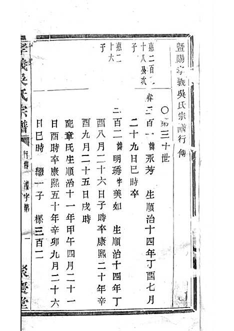 暨阳孝义流子里吴氏宗谱[清]江澜等_木活字本 51册_聚庆堂_清光绪14年(1888_暨阳孝义流子里吴氏家谱_二七