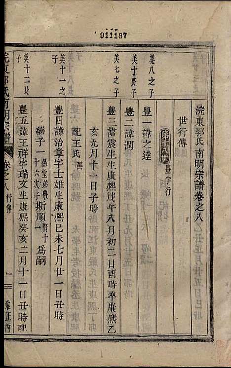 浣东郭氏南明宗谱[清]郭兆凰_木活字本;10册_诸暨郭氏_清雍正5年(1727_浣东郭氏南明家谱_九