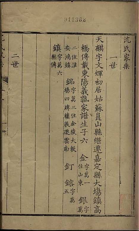 沈氏家乘[清]沈炀_刻本;12册_如臯沈氏_清乾隆59年(1794_沈氏家乘_三