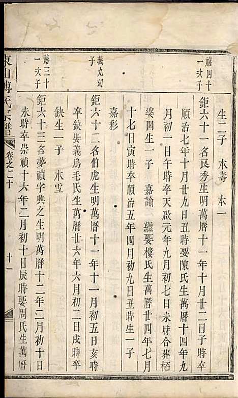 东山傅氏宗谱[清]傅为染_木活字本;16册_金华傅氏_清雍正7年(1729_东山傅氏家谱_六