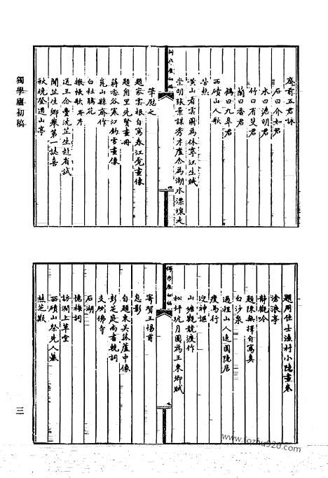 《清代诗文集汇编》447_独学庐初稿_独学庐二稿_独学庐三稿_独学庐四稿_独学庐五稿_独学庐余稿_独学庐尺牍偶存_连云书屋存稿_御冬小集_御冬续集_清代诗文集汇编