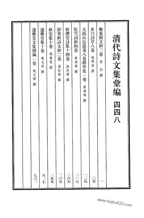 《清代诗文集汇编》448_梅叶阁文钞_亥白诗草_大沩山房遗稿_红雪词钞_校礼堂诗集_静寄轩诗文钞_秋室集_邃雅堂集_邃雅堂文集续编_清代诗文集汇编