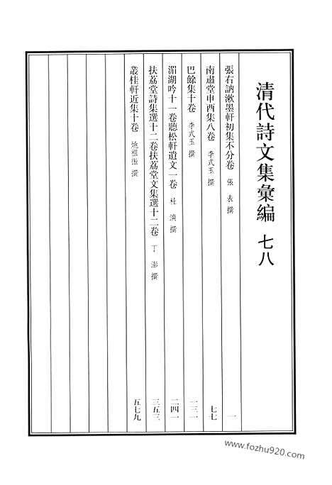 《清代诗文集汇编》七八_张右讷漱墨轩初集_南肃堂申酉集_巴余集_湄湖吟_听松轩遗文_扶荔堂诗集选_扶荔堂文集选_丛桂轩近集_清代诗文集汇编