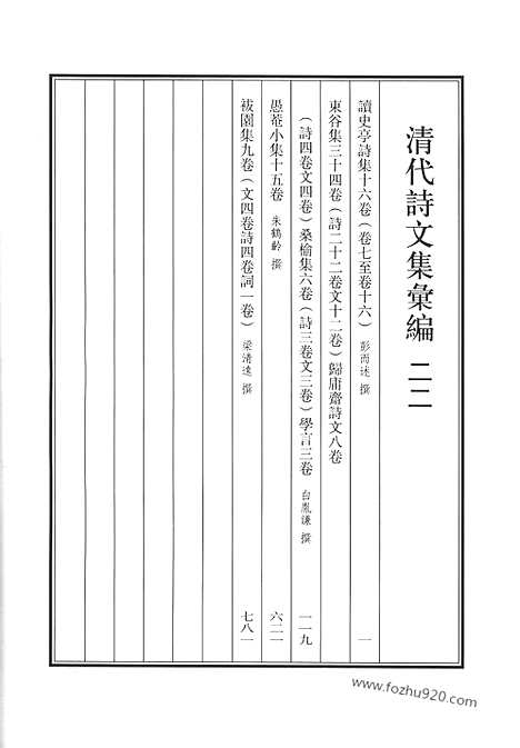 《清代诗文集汇编》二二_读史亭诗集_东谷集_归庸斋诗文_桑榆集_学言_愚庵小集_袚园集_清代诗文集汇编