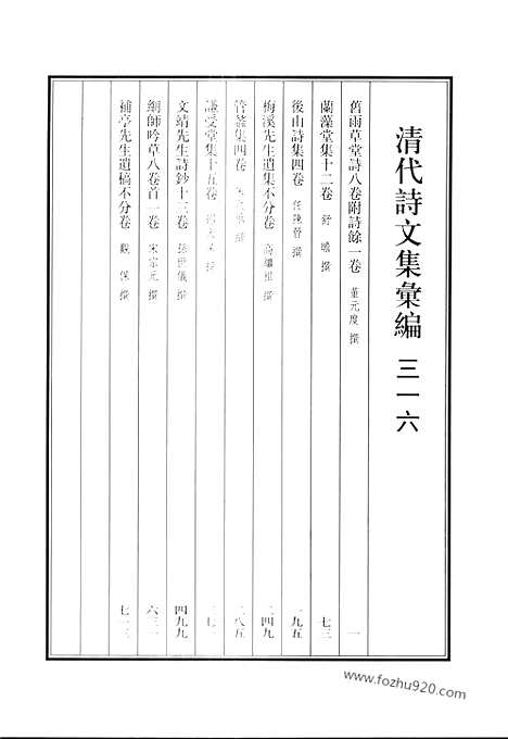 《清代诗文集汇编》旧雨草堂诗_兰藻堂集_后山诗集_梅溪先生遗集_管蠡集_谦受堂集_文靖先生诗钞_网师吟草_补亭先生遗稿_清代诗文集汇编