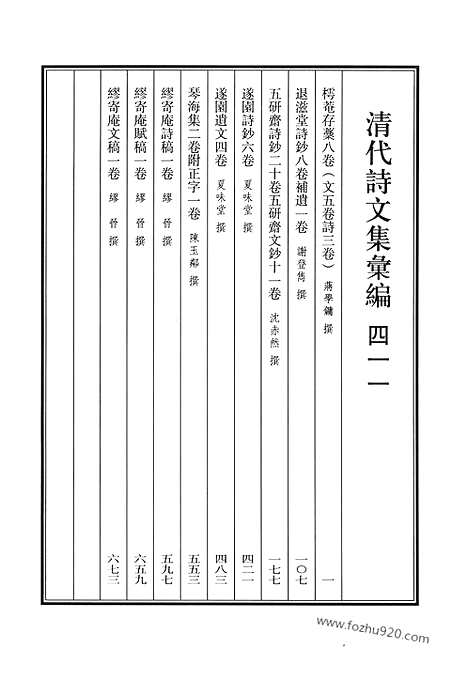 《清代诗文集汇编》樗庵存稿_退滋堂诗钞_五研斋诗钞_五研斋文钞_遂园诗钞_遂园遗文_琴海集_缪寄庵诗稿_缪寄庵赋稿_缪寄庵文稿_清代诗文集汇编