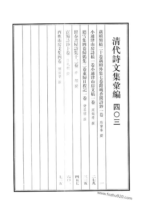 《清代诗文集汇编》藕颐类稿_藕颐外集_小通津山房诗稿_小通津山房文稿_听雪集_归鹤集_东归日程记_留春书屋诗集_宧蜀诗钞_酉樵山房文集_清代诗文集汇编